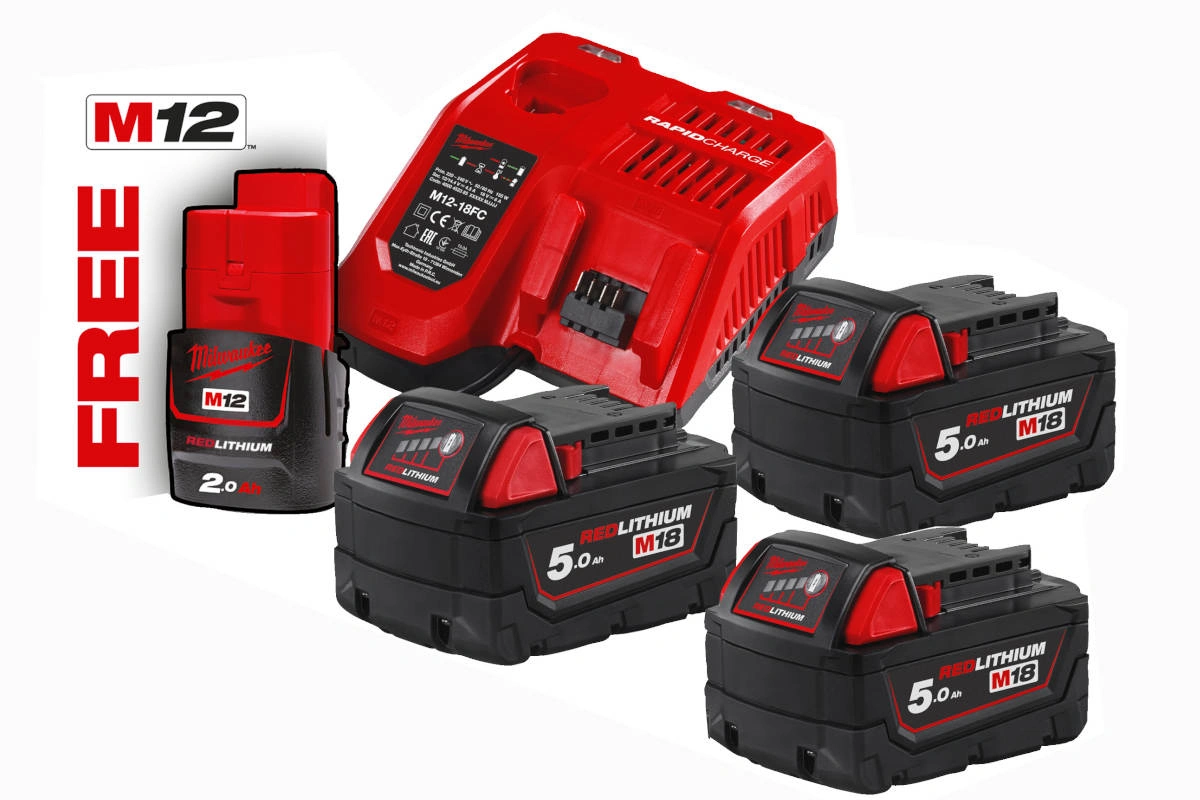 Milwaukee 18V Akku Starterset 18V/5,0Ah 3er-Set 4933451423