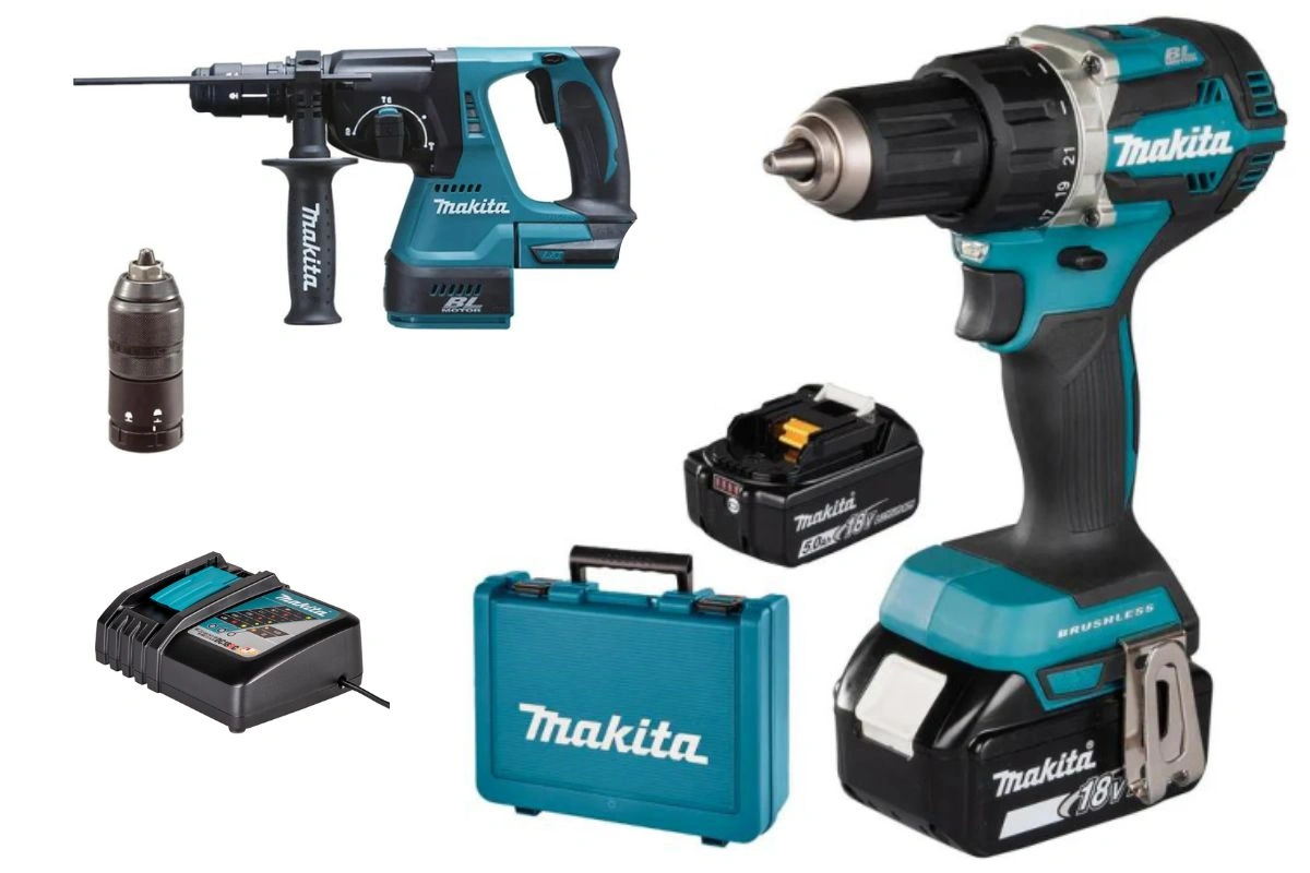 Makita DDF484RTE Akku-Bohrschrauber + Kombihammer