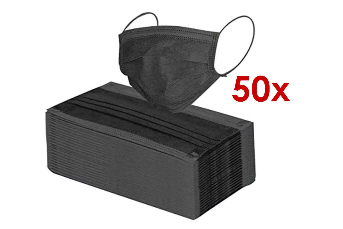 Mundschutz Einweg Typ IIR schwarz VE 50 Stück