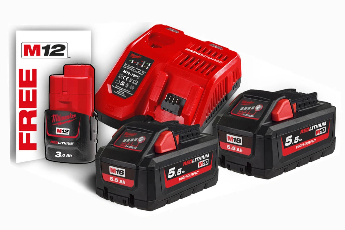 Milwaukee 18V Akku Starterset High Output 18V/5,5Ah 2er-Set 4933464713